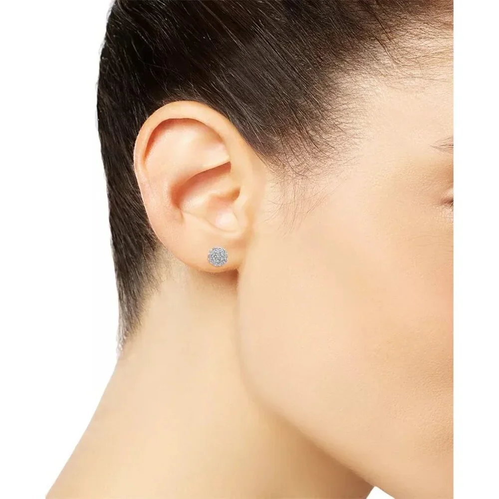 Diamond Cluster Button Stud Earrings 1/10 ct. t.w. in Sterling Silver $170 Value